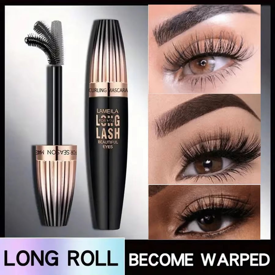 US Waterproof 4D Mascara Thick Long Smudge-Proof Plump Encrypted Long-Lasting Curling Large Eye Makeup, Makeup Tools