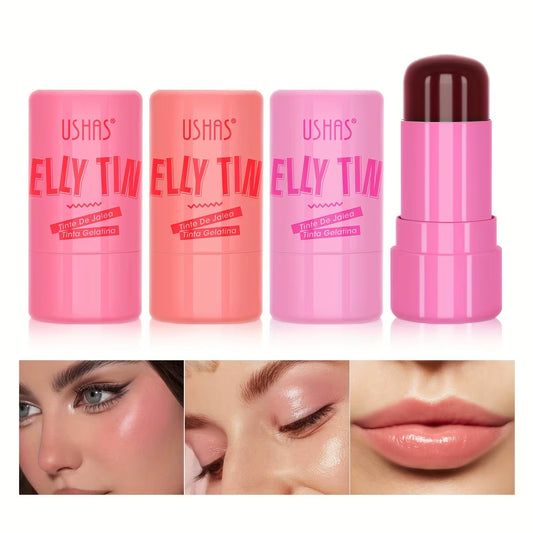US AUS CAN  4 Colors Jelly Blush Stick Lip Balm Eyeshadow 3-In-1 Multi-Use Matte Blush Moisturize Brighten Lip Gloss