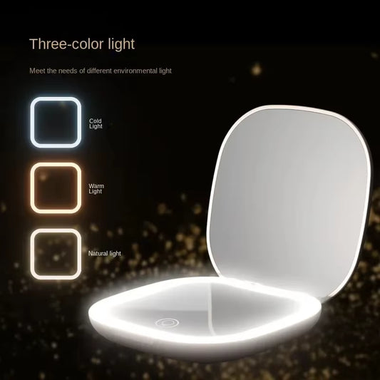 US Compact Small Mini Gift Vanity Table Folding Led Lights Portable Hand Held Pocket Makeup Mirror 2X Magnifying