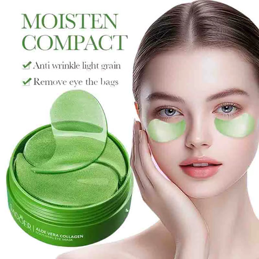 US UK CAN 60Pcs Aloe Vera Collagen Eye Mask anti Dark Circles Removal Eyes Bags Moisturizing Firming Eye Patches Eyes Skin Care Products
