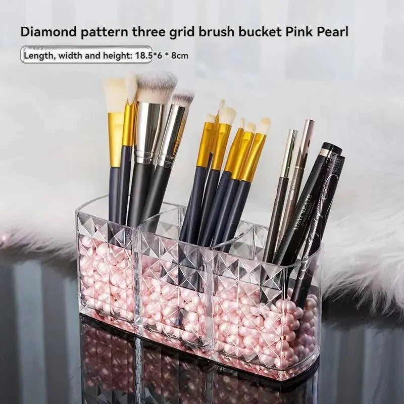 US 1Pcs/2Pcs Diamond Patterned Mirror Cabinet Storage Box, Bathroom, Bathroom, Cosmetics, Lipstick Storage Rack