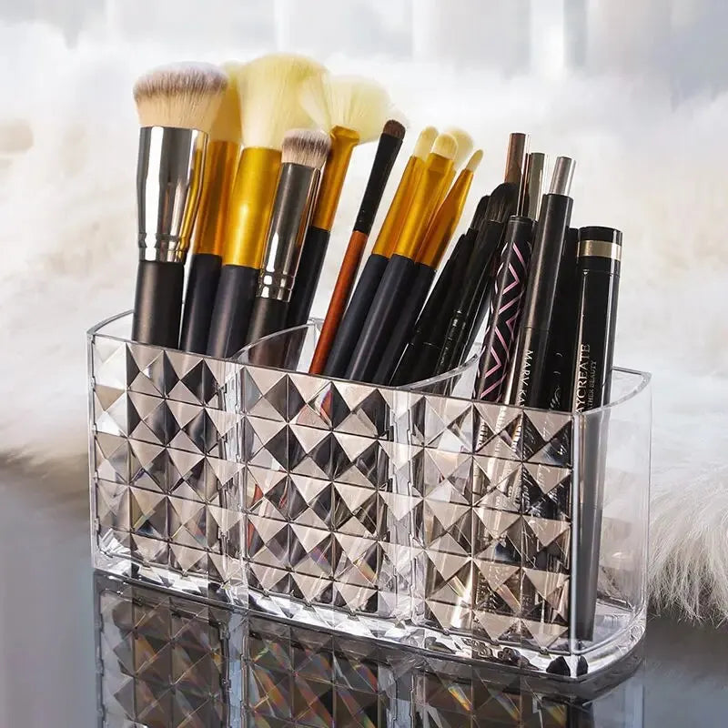 US 1Pcs/2Pcs Diamond Patterned Mirror Cabinet Storage Box, Bathroom, Bathroom, Cosmetics, Lipstick Storage Rack